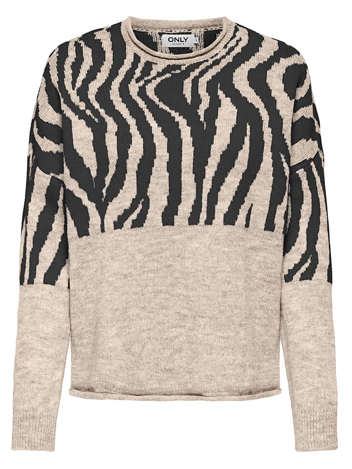 ONLY Sweter "Jade" w kolorze czarno-beżowym rozmiar: XL