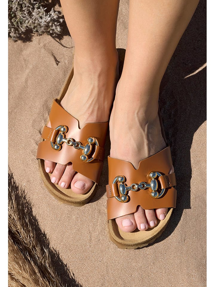 BABUNKERS Family Skórzane klapki w kolorze brązowym rozmiar: 40