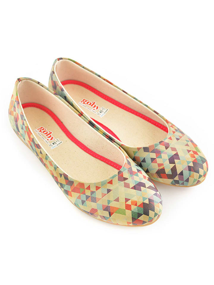 Goby Skórzane baleriny w kolorze beżowym ze wzorem rozmiar: 38