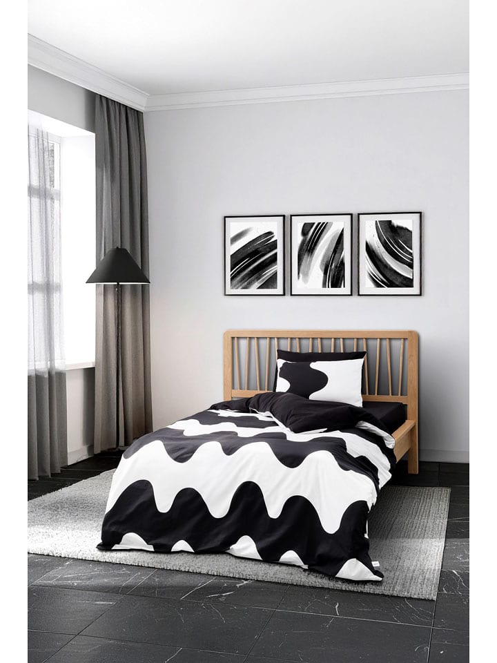 Mijolnir Komplet pościeli renforcé "Flow" w kolorze biało-czarnym rozmiar: 135x200 cm