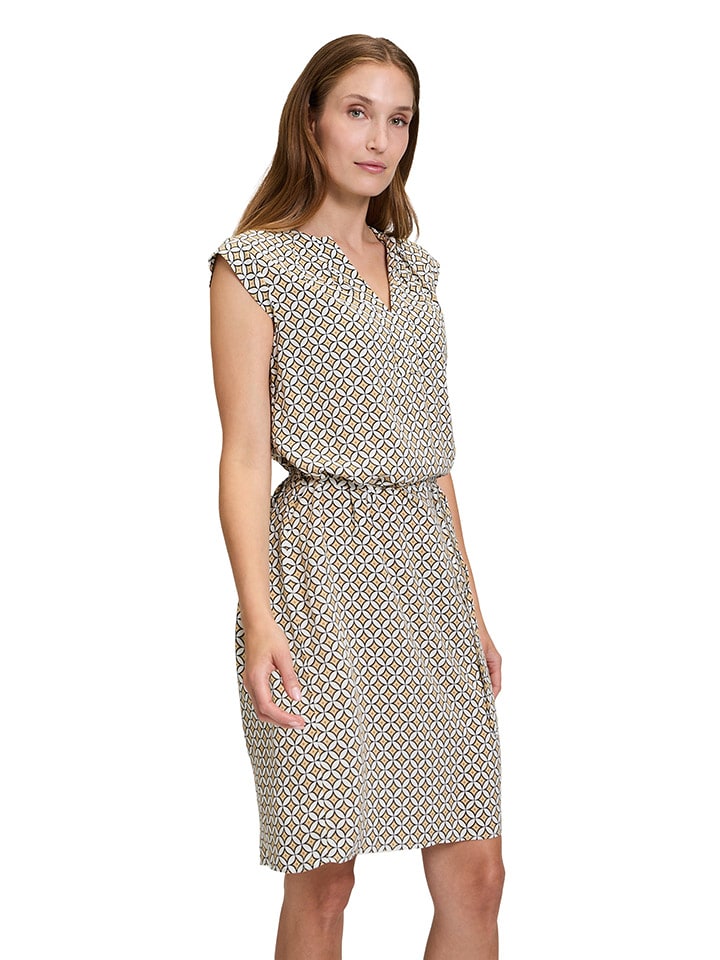 CARTOON Sukienka w kolorze biało-żółtym rozmiar: 38