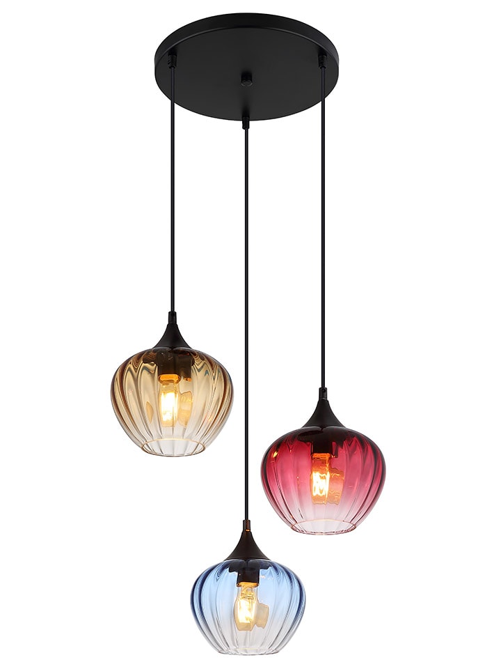 Globo lighting Lampa wisząca "Sander" w kolorze czarnym ze wzorem - wys. 150 x Ø 45 cm rozmiar: onesize