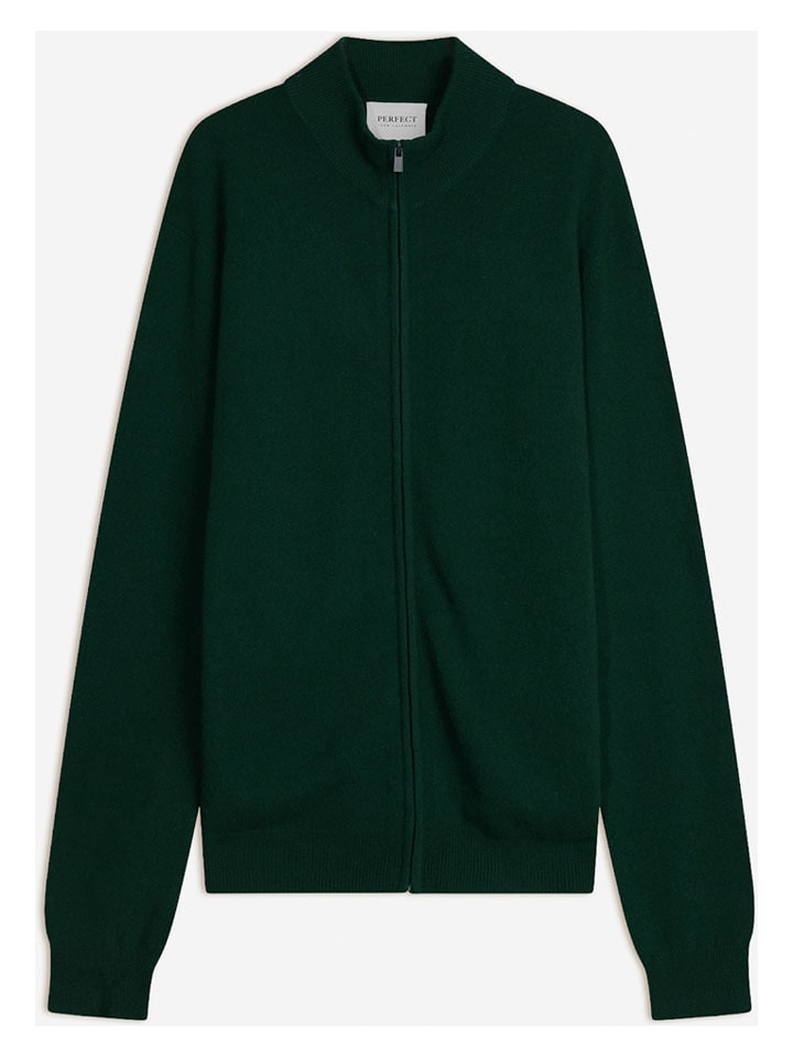 Perfect Cashmere Kaszmirowy kardigan "Jules" w kolorze ciemnozielonym rozmiar: M