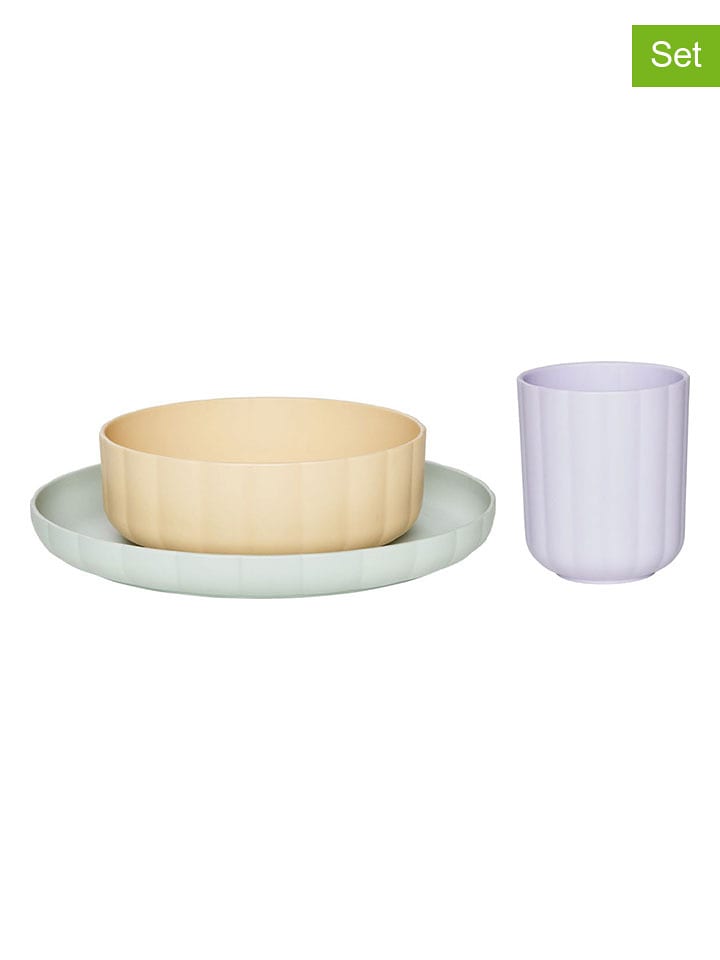 OYOY mini 3-częściowy zestaw "Pullo" w kolorze zielono-kremowo-fioletowym rozmiar: onesize