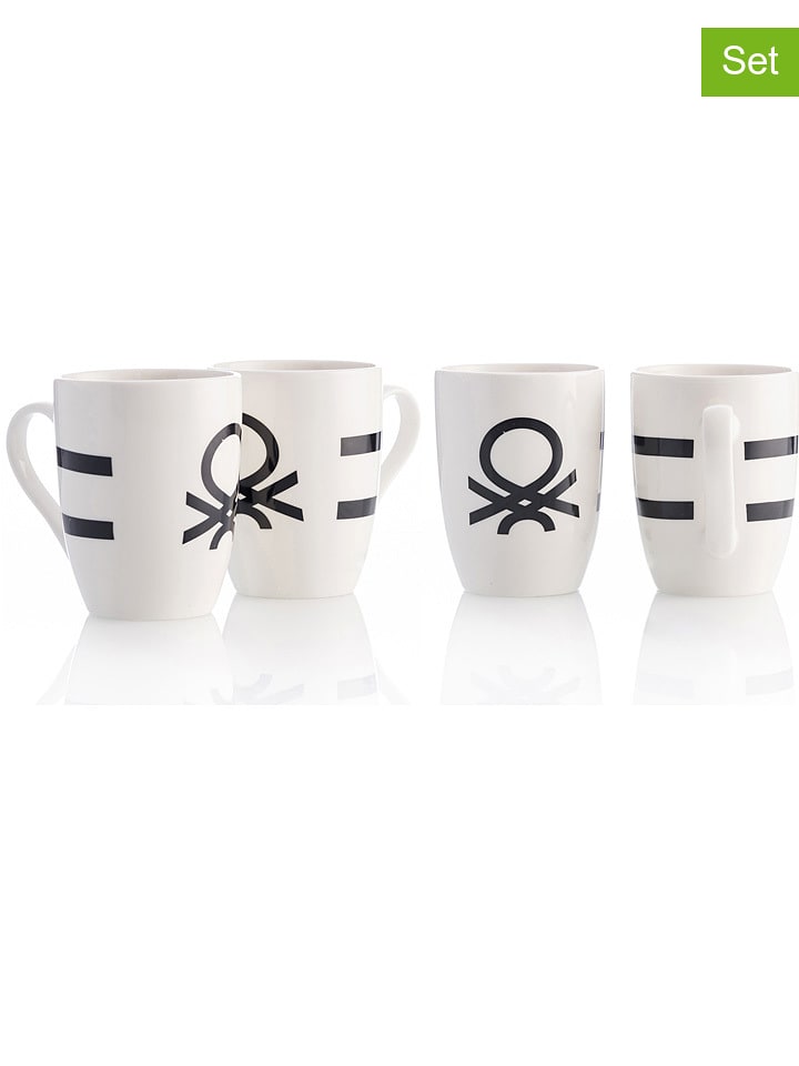 Benetton Kubki (4 szt.) w kolorze biało-czarnym - 360 ml rozmiar: onesize