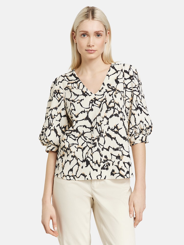 TAIFUN Bluzka w kolorze kremowo-czarnym rozmiar: 40