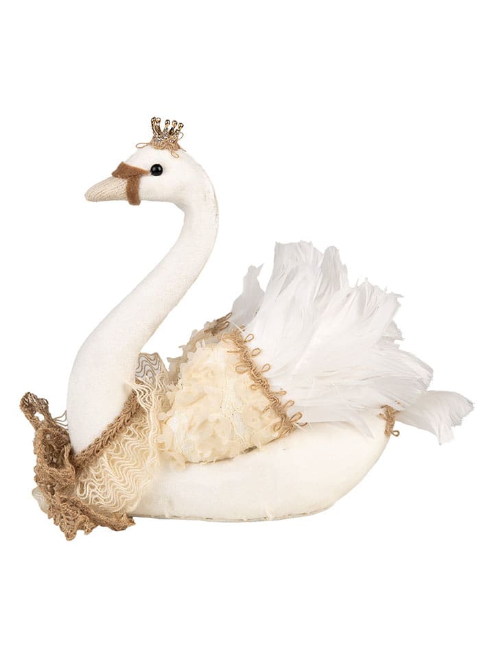 Clayre & Eef Dekoracja "Swan" w kolorze biało-beżowym - 28 x 28 x 14 cm rozmiar: onesize