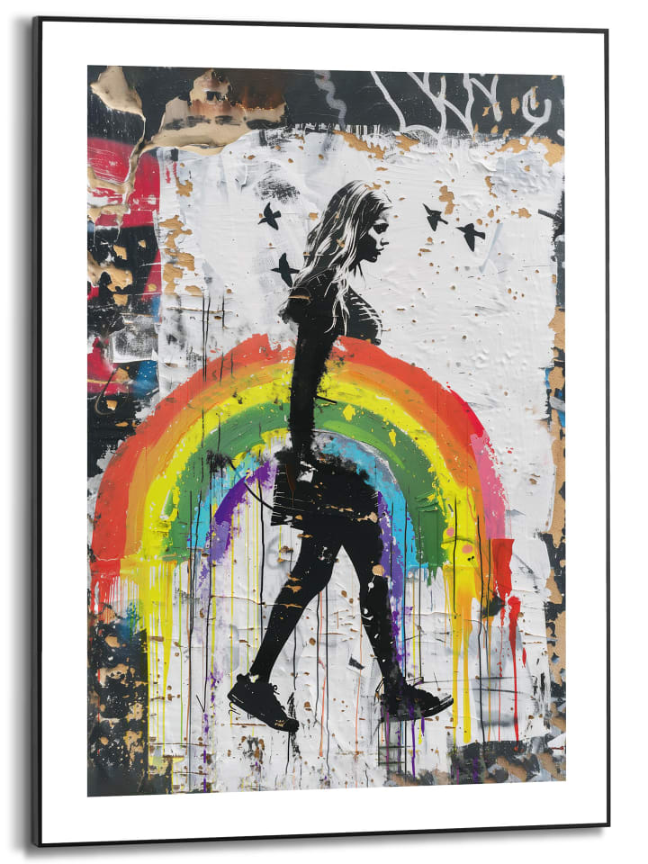 Orangewallz Druk artystyczny "Love Rain Girl" w ramce rozmiar: 50x70 cm
