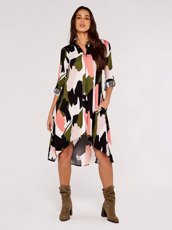 Apricot Sukienka w kolorze oliwkowo-czarno-różowym rozmiar: S