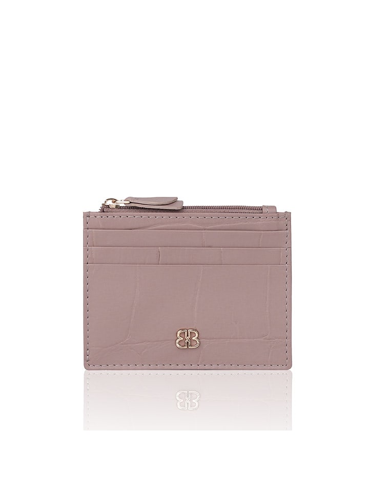 Bellicci Skórzany portfel "Viveca" w kolorze fioletowym - 11 x 8 x 1 cm rozmiar: onesize