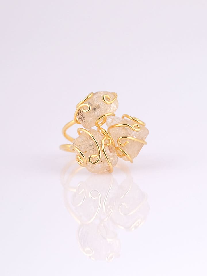 WOOW Pozłacany pierścionek z cytrynem rozmiar: onesize