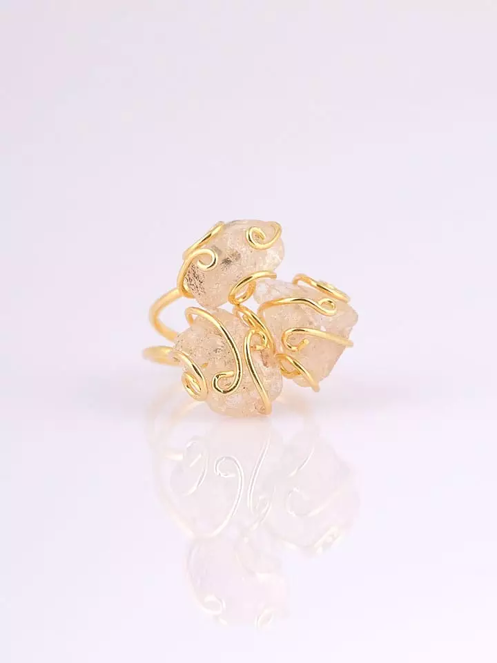 WOOW Pozłacany pierścionek z cytrynem rozmiar: onesize