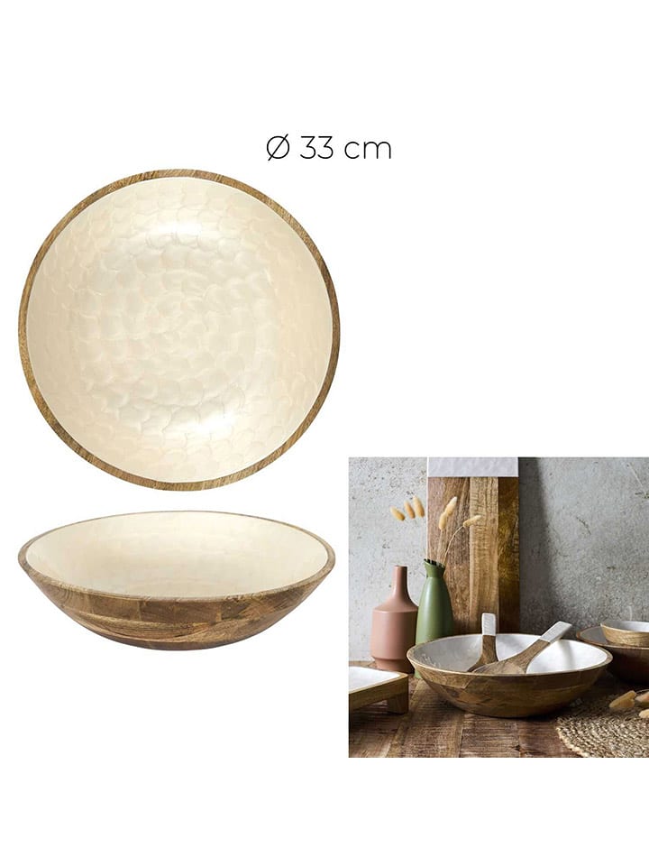 Ethnical Life Miska "Nerina" w kolorze jasnobrązowo-kremowym - Ø 33 cm rozmiar: onesize