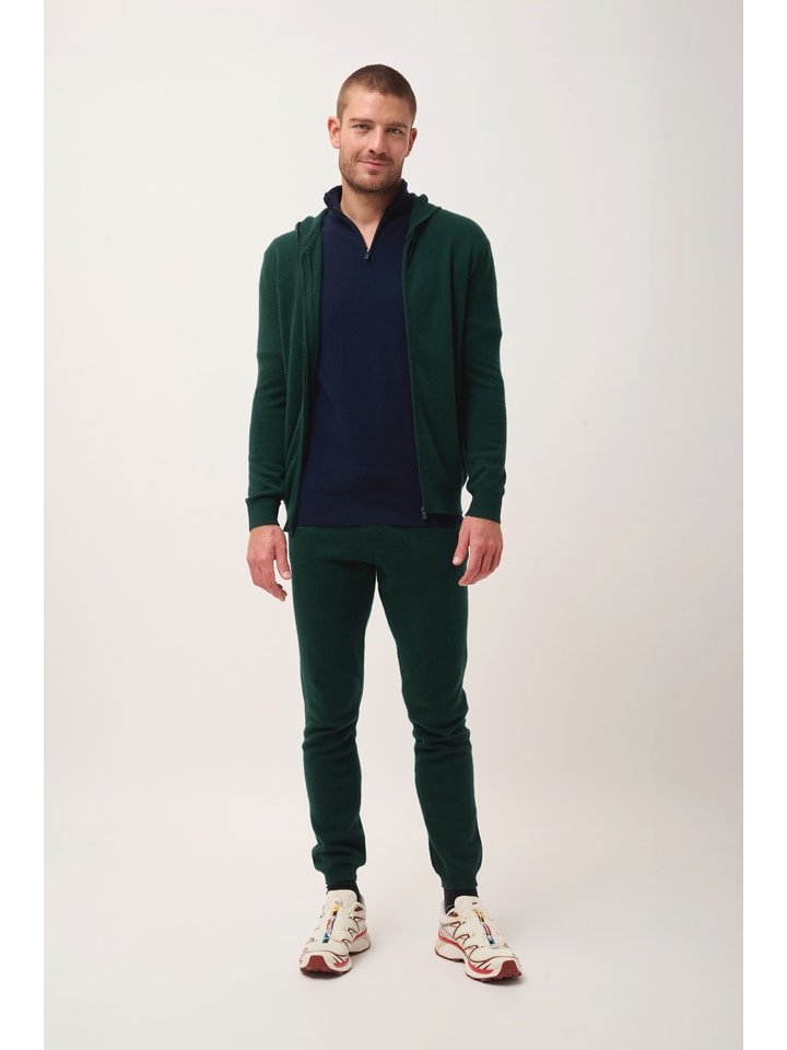 Just Cashmere Kaszmirowy kardigan "Elliot" w kolorze ciemnozielonym rozmiar: L