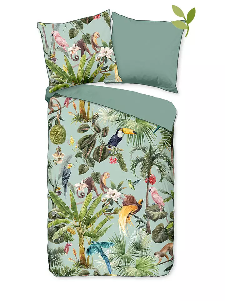 Descanso Komplet pościeli satynowej "Ignadi" w kolorze zielonym rozmiar: 240x220 cm