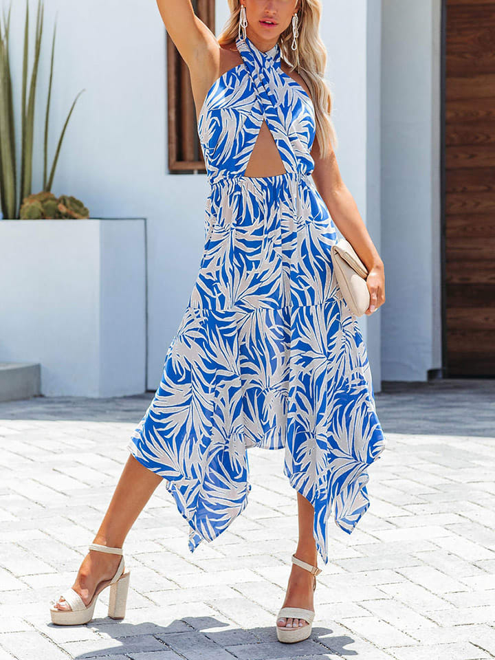 Milan Kiss Sukienka w kolorze niebieskim ze wzorem rozmiar: M