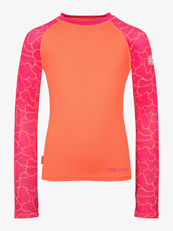 Trollkids Koszulka kąpielowa "Haukland" w kolorze pomarańczowo-różowym rozmiar: 92