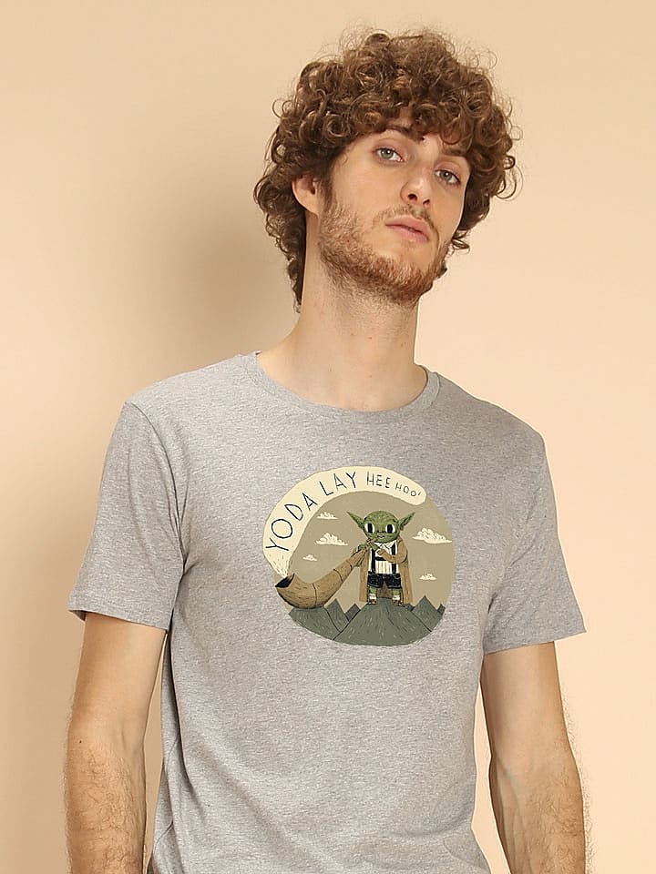 WOOOP Koszulka "Yoda layheehoo" w kolorze szarym rozmiar: M