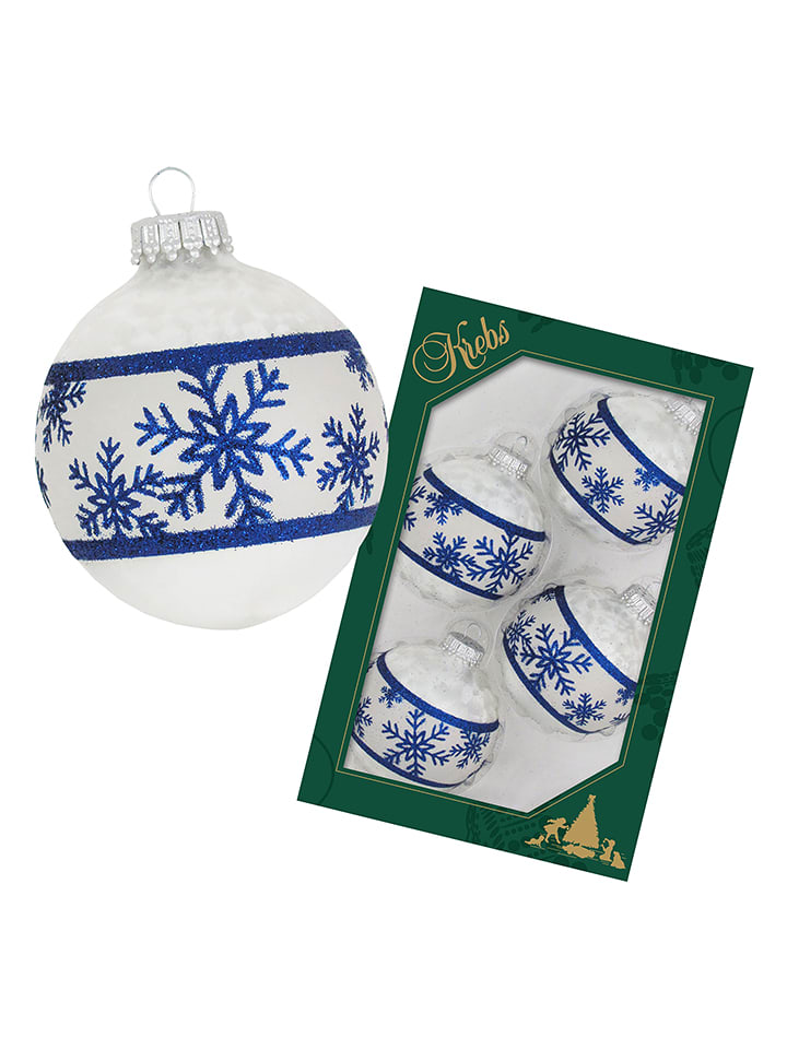 Krebs Glas Lauscha Bombki (4 szt.) w kolorze biało-niebieskim rozmiar: onesize