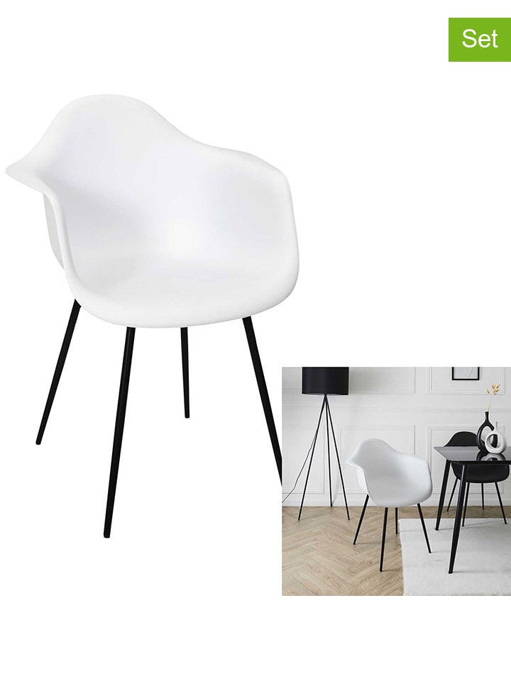 Rétro Chic Fotele (4 szt.) "Gustav" w kolorze białym - 62 x 85 x 59 cm rozmiar: onesize