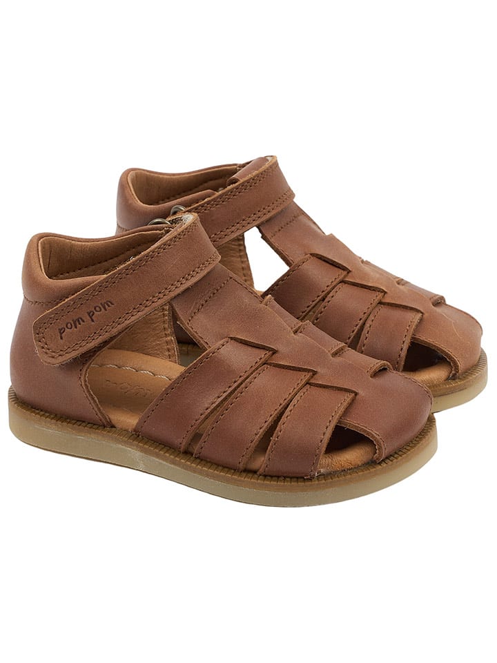 POM POM Skórzane półsandały w kolorze jasnobrązowym rozmiar: 26