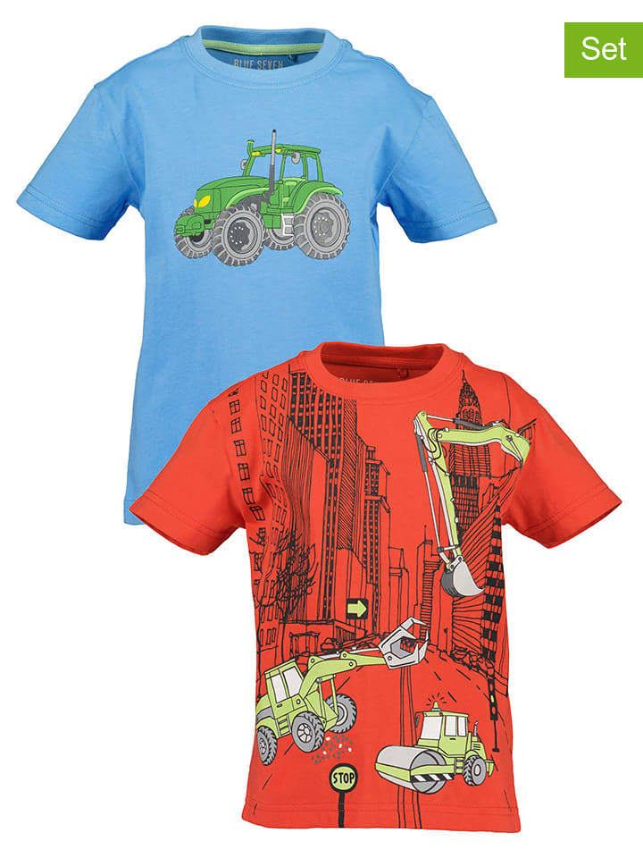 Blue Seven Koszulki (2 szt.) w kolorze czerwonym i niebieskim rozmiar: 104