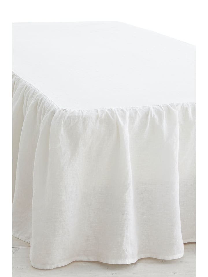 Ellos Home Lniana falbana "Candice" w kolorze białym na łóżko rozmiar: 160x200 cm