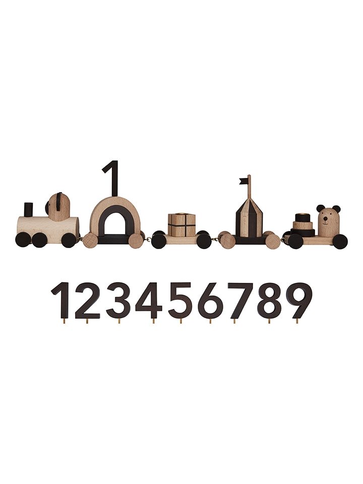 OYOY mini Pociąg urodzinowy "Otti Birthday Train" w kolorze beżowo-antracytowym rozmiar: onesize