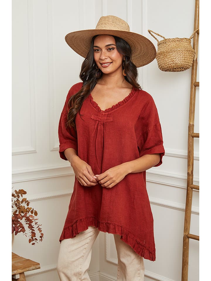 La Compagnie Du Lin Lniana tunika w kolorze czerwonym rozmiar: M