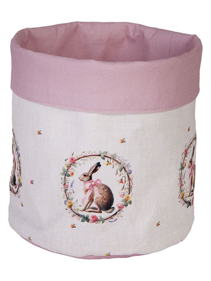 Clayre & Eef Koszyk w kolorze kremowo-jasnoróżowym na chleb - wys. 16 x Ø 15 cm rozmiar: onesize