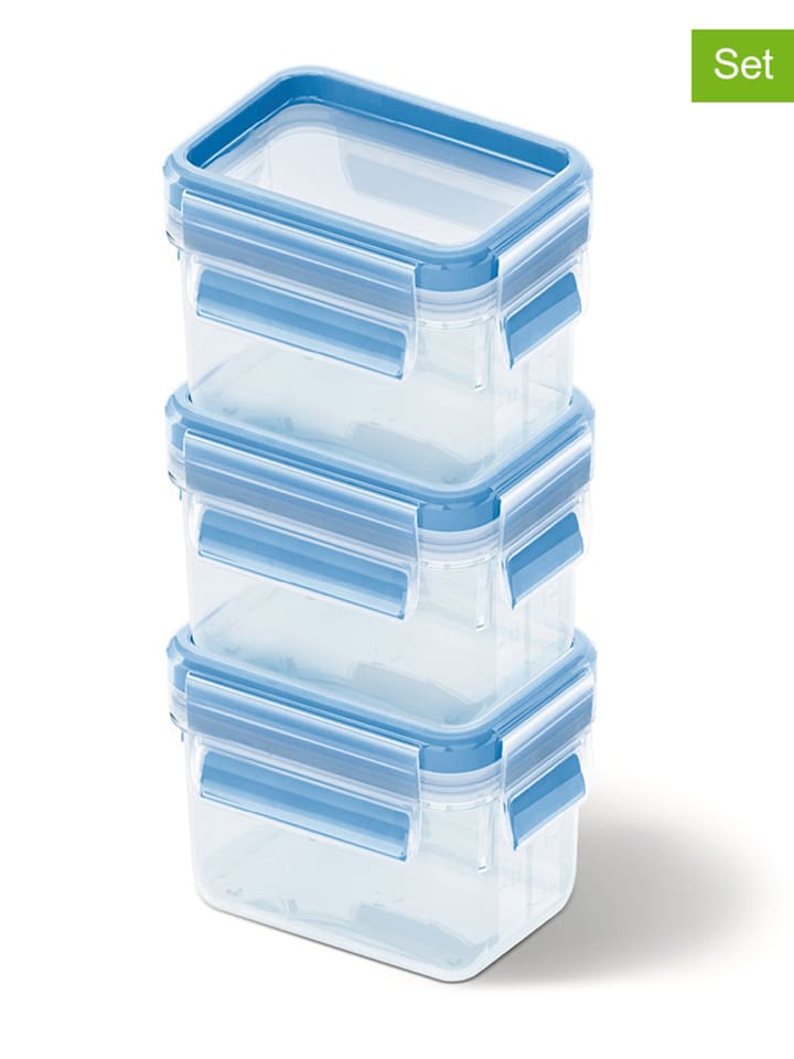 Emsa Pojemniki (3 szt.) "Clip & Close" w kolorze niebieskim na żywność - 3x 550 ml rozmiar: onesize