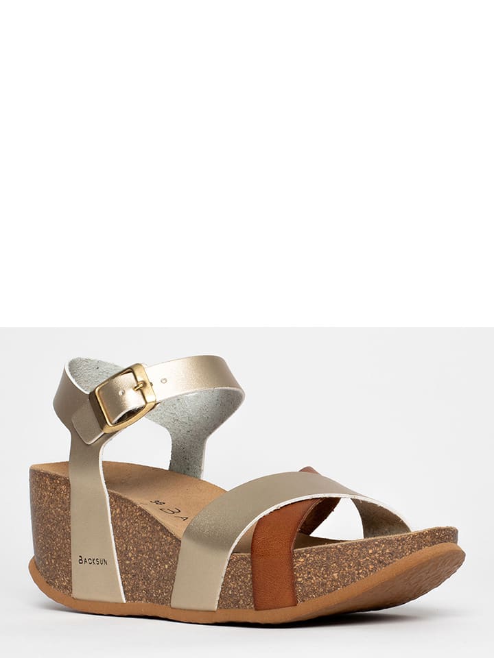 BACKSUN Sandały w kolorze złotym na koturnie rozmiar: 41