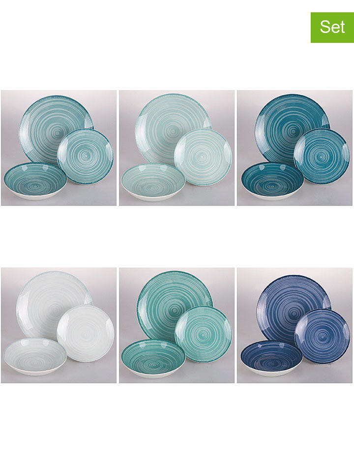 Villa d´Este 18-częściowy zestaw talerzy "Baita" w kolorze granatowo-turkusowo-białym rozmiar: onesize