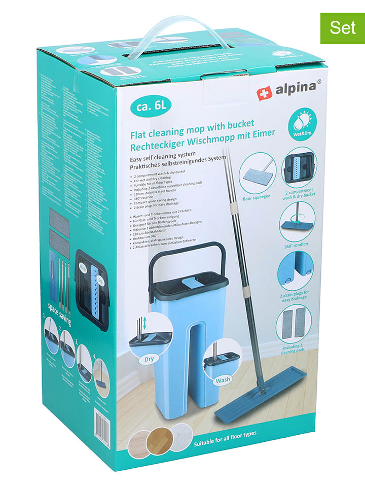 Alpina 4-częściowy zestaw w kolorze błękitnym do mycia podłóg rozmiar: onesize