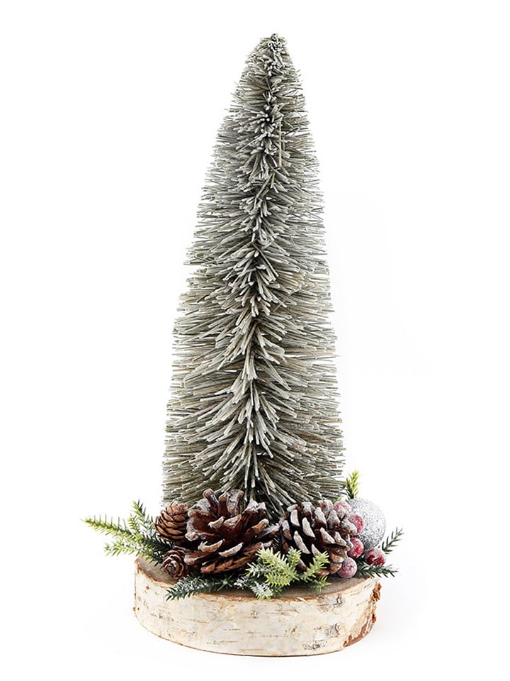 SiL Interiors Dekoracja "Christmas Tree" w kolorze biało-zielonym - wys. 31 x Ø 15 cm rozmiar: onesize