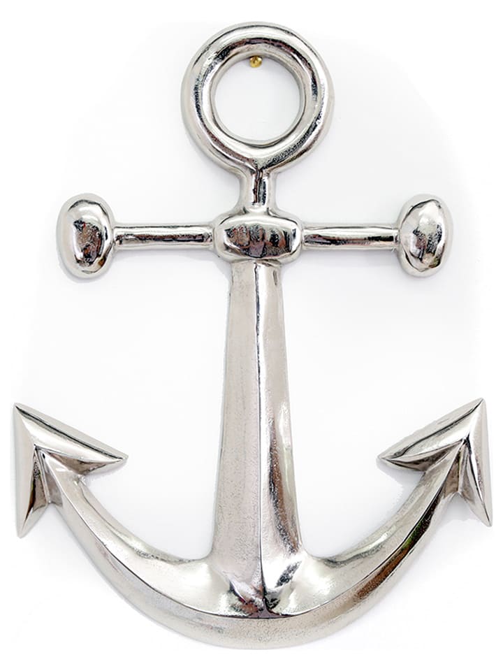 SiL Interiors Dekoracja ścienna "Anchor" w kolorze srebrnym - 45,5 x 52,5 cm rozmiar: onesize