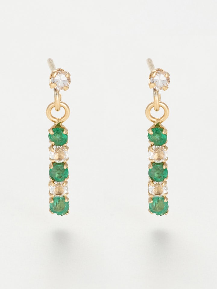 OR ÉCLAT Złote kolczyki-wkrętki "Quatuor précieux" z topazami i szmaragdami rozmiar: onesize