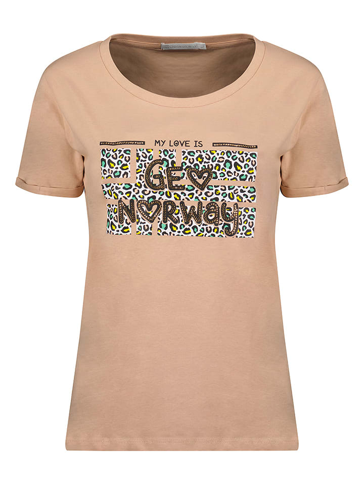 Geographical Norway Koszulka "Janimal" w kolorze beżowym rozmiar: M