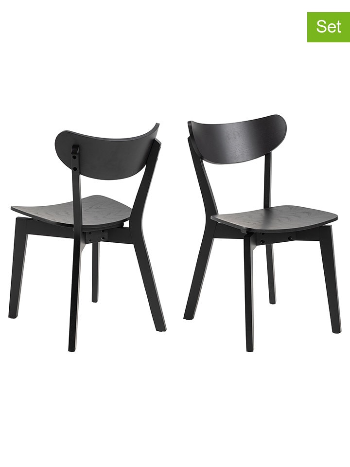 Actona Krzesła (2 szt.) "Roxby" w kolorze czarnym do jadalni - 45 x 79,5 x 55 cm rozmiar: onesize