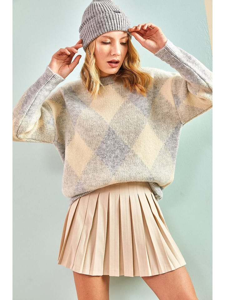 Happiness Istanbul Sweter w kolorze szarym rozmiar: onesize