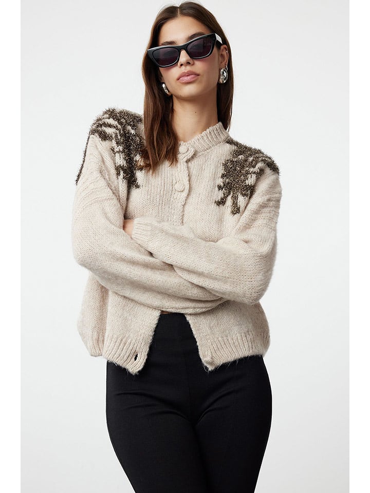 trendyol Kardigan w kolorze brązowo-beżowym rozmiar: L