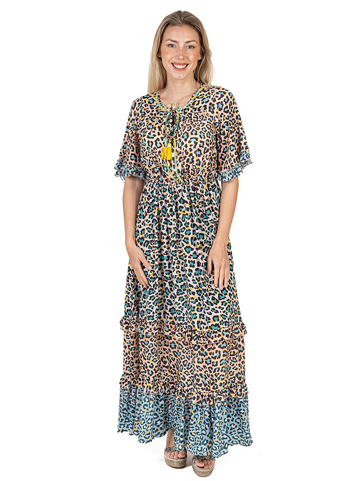 Isla Bonita by SIGRIS Sukienka w kolorze brzoskwiniowo-turkusowo-czarnym rozmiar: XL