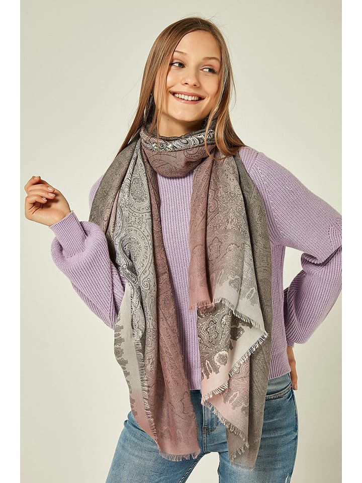 Lucky Bees Szal w kolorze beżowo-jasnoróżowym - 180 x 90 cm rozmiar: onesize