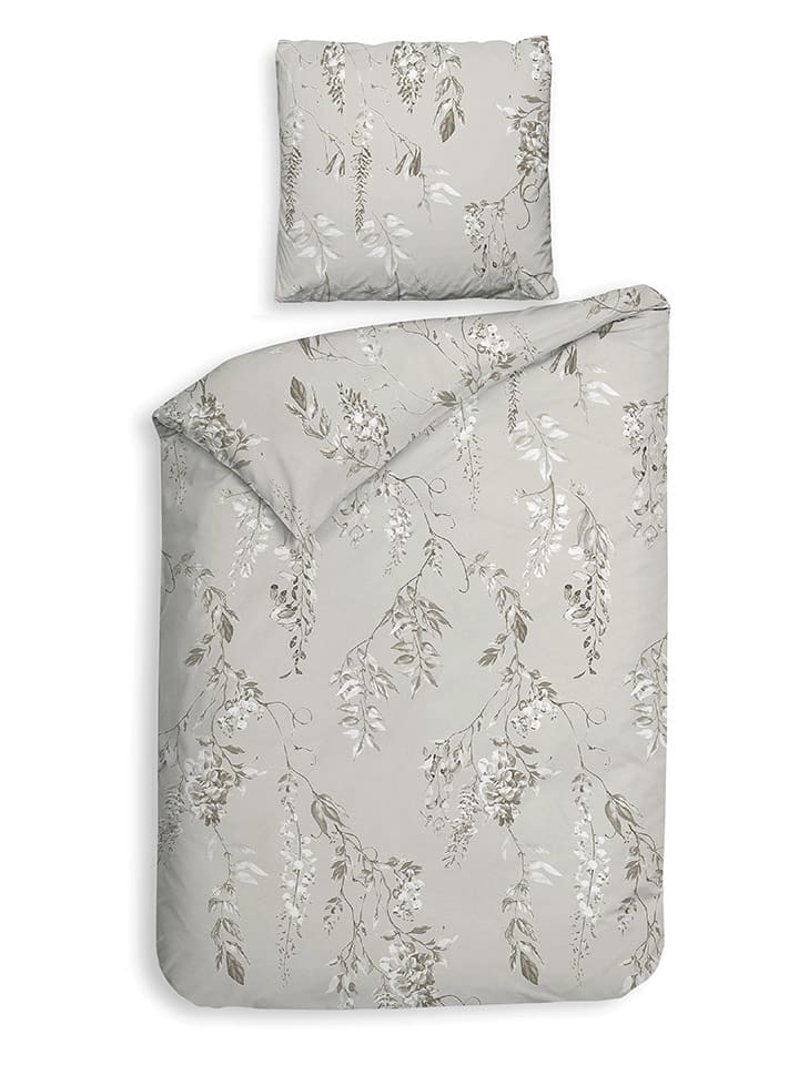 HNL Komplet pościeli flanelowej "Chiara" w kolorze jasnoszarym rozmiar: 140x220 cm