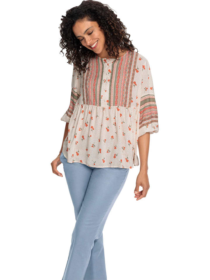 WITT WEIDEN Bluzka w kolorze biało-pomarańczowo-oliwkowym rozmiar: 44