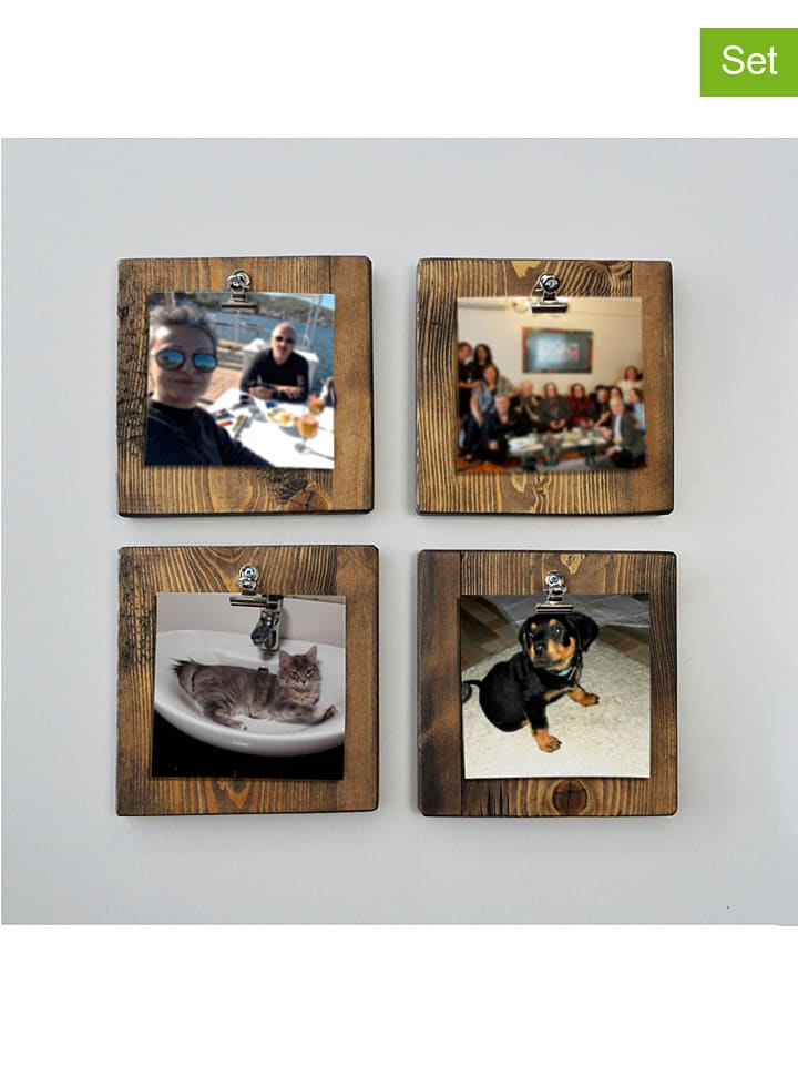 Evila Tablice memo (4 szt.) "Aa066" w kolorze jasnobrązowym - 15 x 15 cm rozmiar: onesize