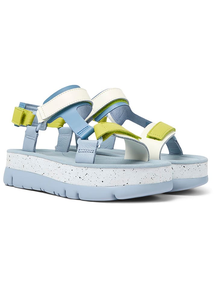 Camper Skórzane sandały w kolorze błękitno-żółto-białym rozmiar: 40