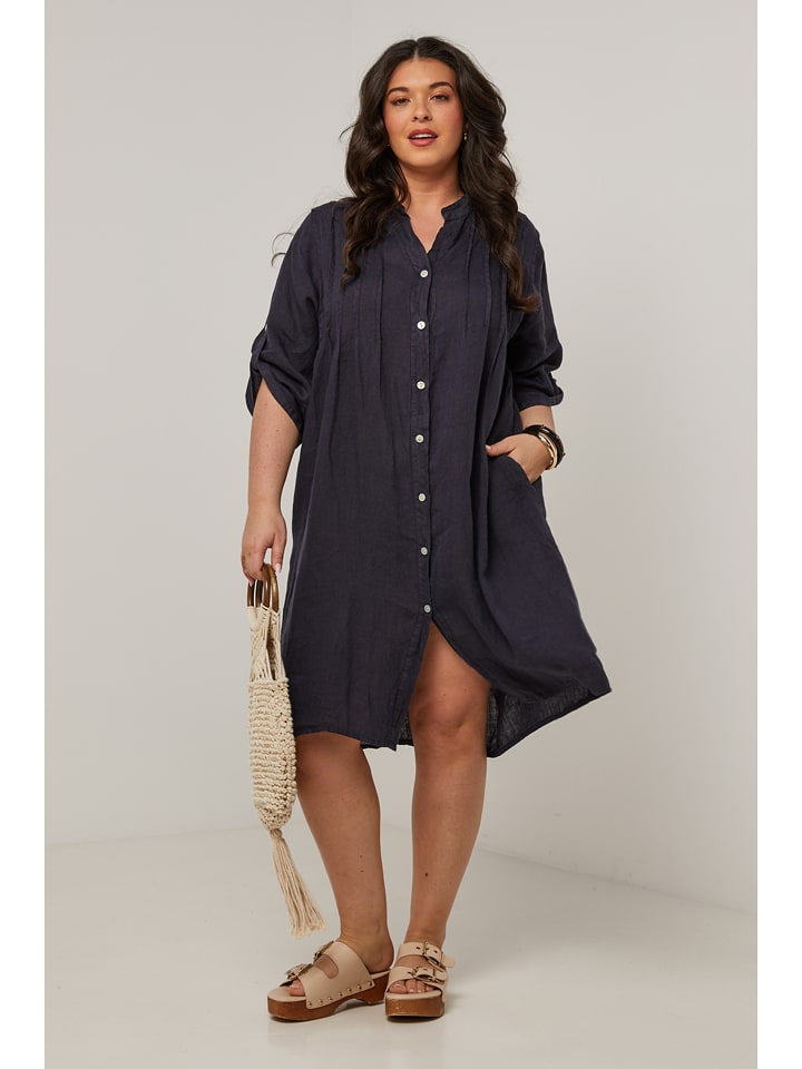 Curvy Lady Lniana sukienka w kolorze granatowym rozmiar: 48/50