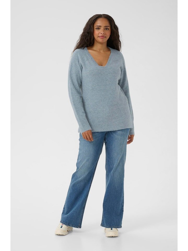 KAFFE curve Sweter w kolorze błękitnym rozmiar: L