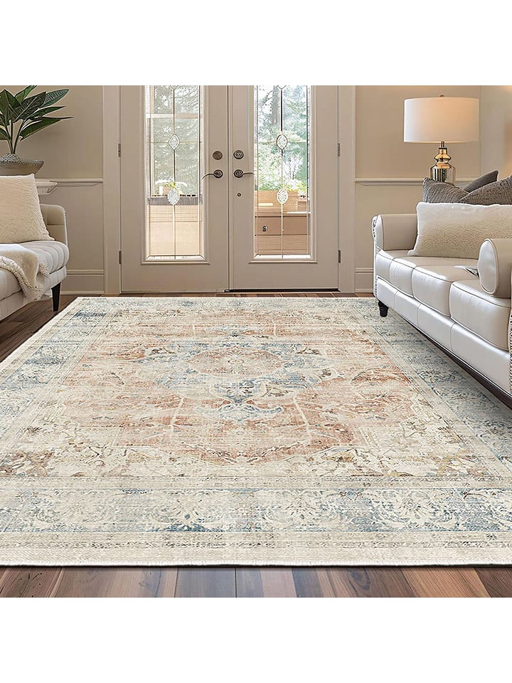 Conceptum Hypnose Dywan ''Kece-Fr66'' w kolorze beżowo-błękitnym rozmiar: 100x200 cm